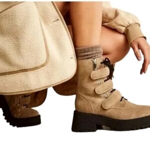 Free People Emmett Laceup Bootie Camel Suede Size EU 40 / US 10